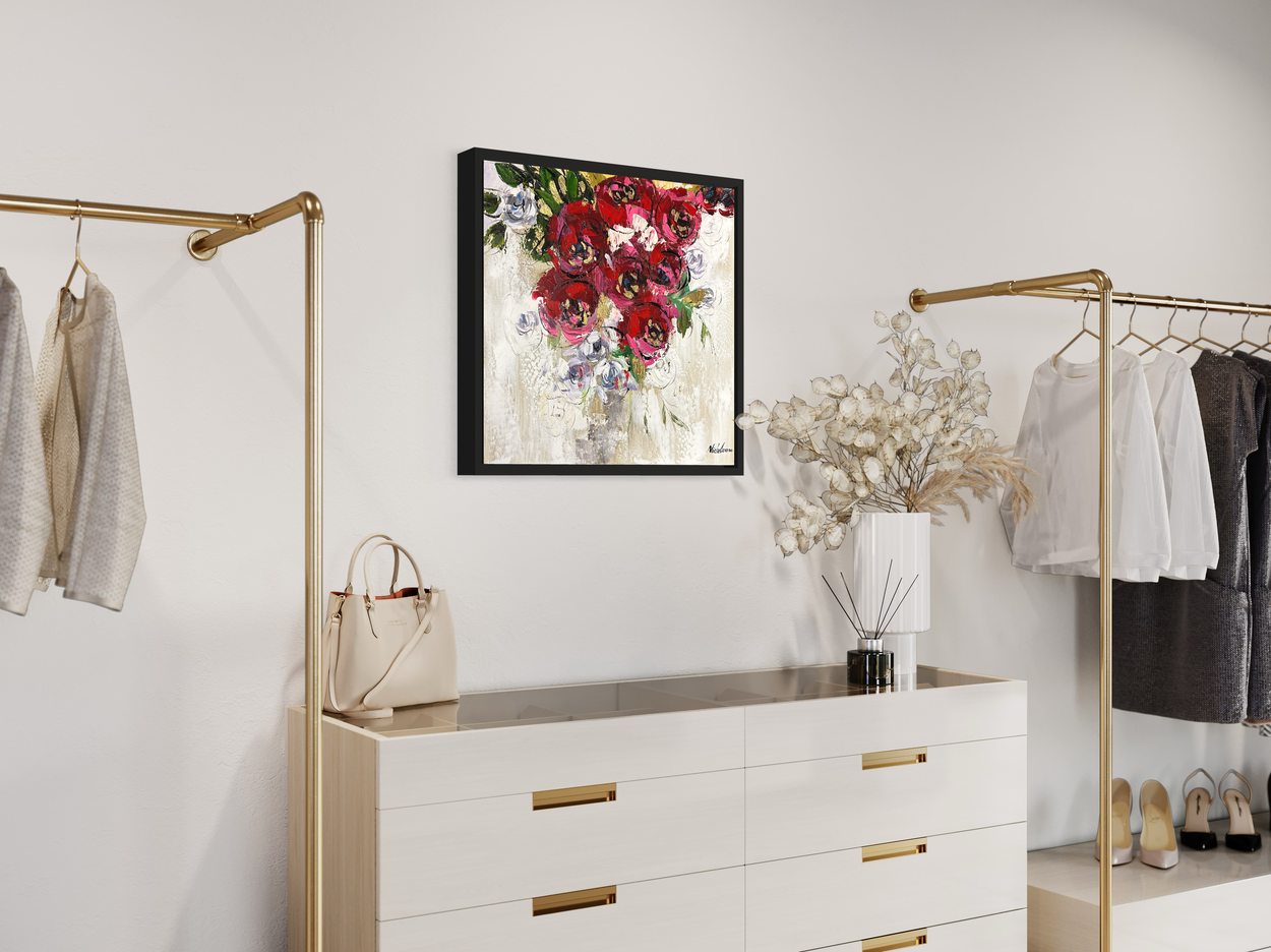 Een schilderij met rozen