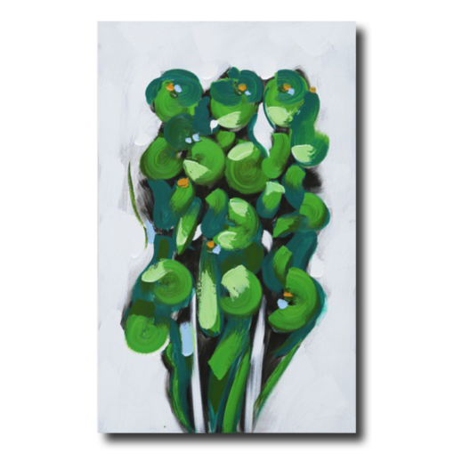 Een abstract schilderij in groen