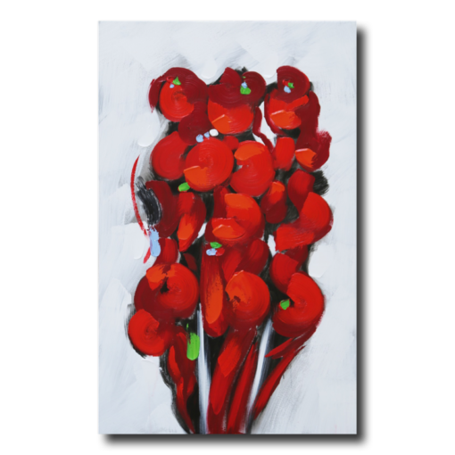 Een abstract schilderij in rood