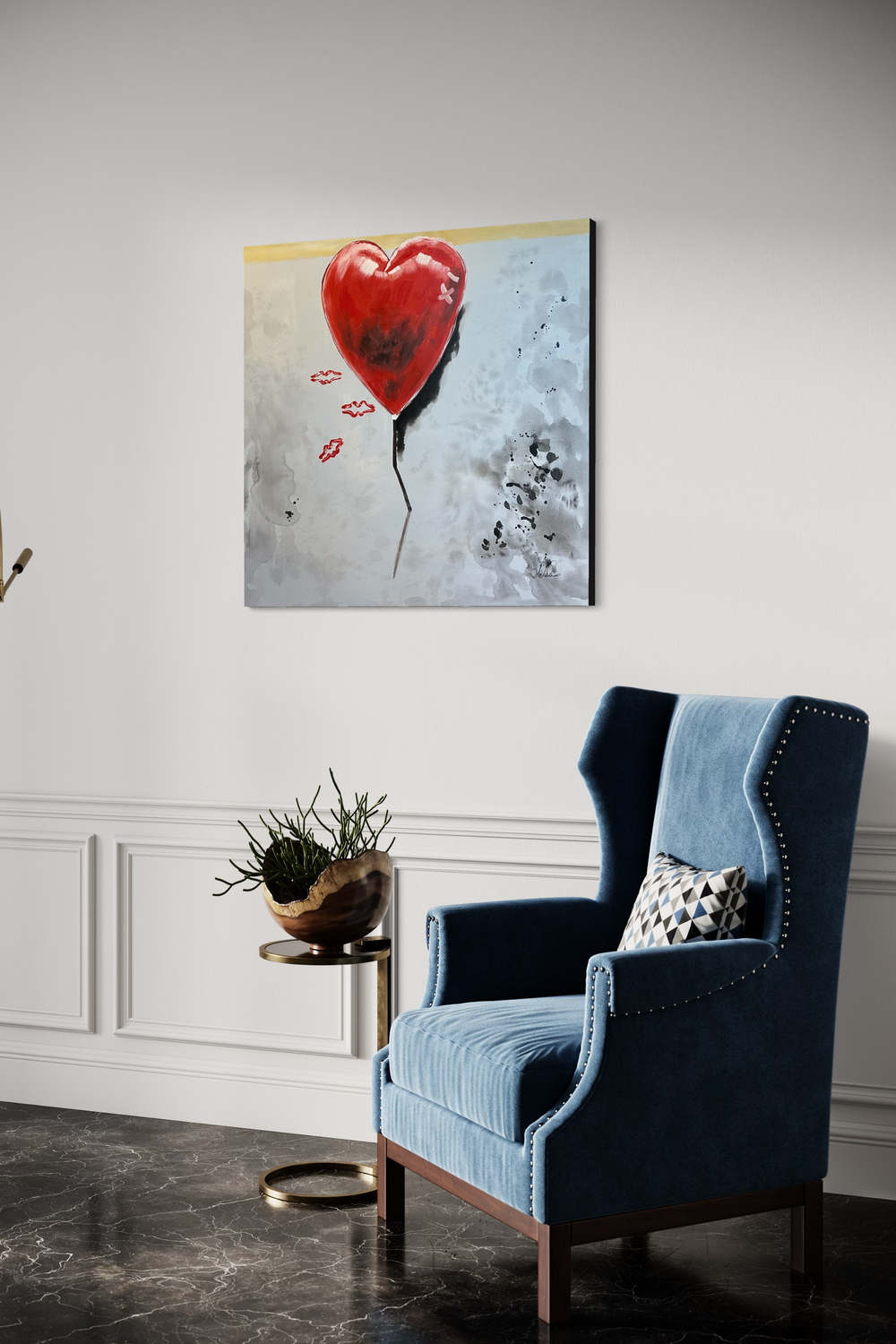 Een schilderij met een hart