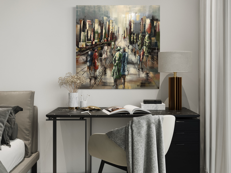 Een kunstwerk met een New Yorks motief