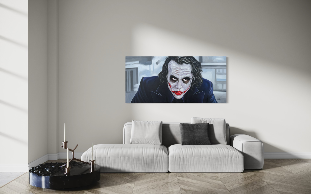 Een schilderij met de joker