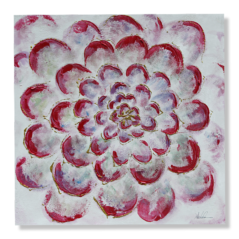 Een schilderij met rode kleuren