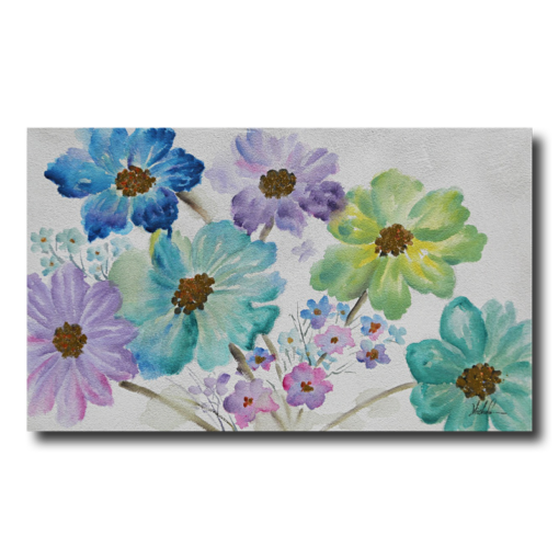 Een schilderij met bloemen
