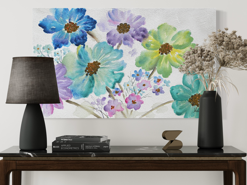 Een schilderij met bloemen
