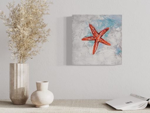 Een schilderij met een zeester