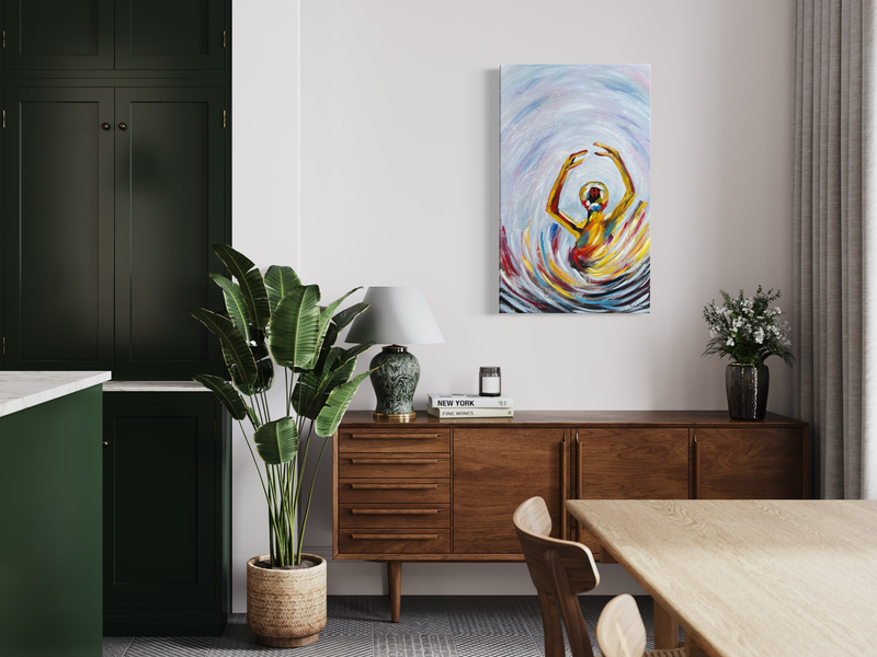 Een schilderij met een ballerina