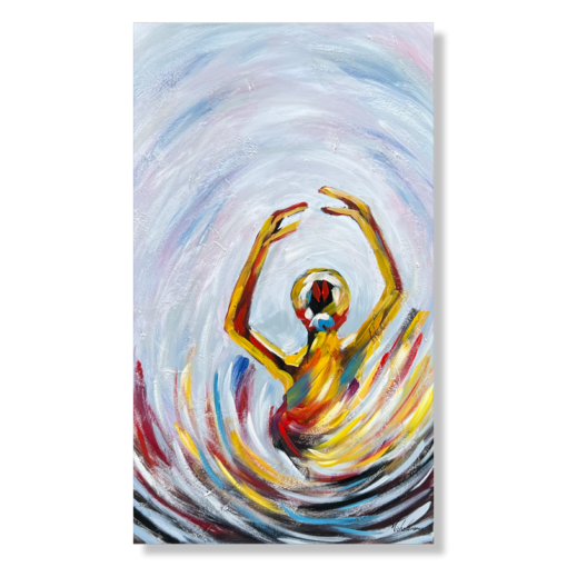 Een schilderij met een ballerina