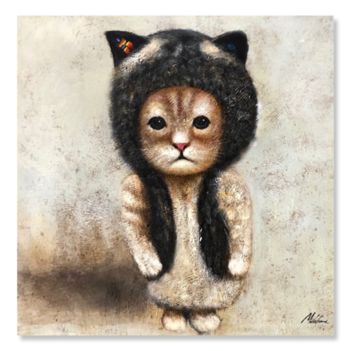 Een schilderij met een kat