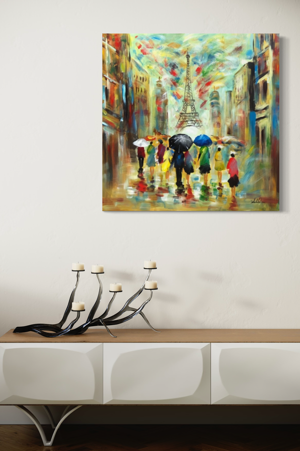 Een schilderij met motieven uit Parijs