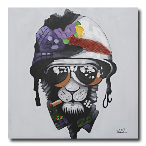 Een schilderij met een kat
