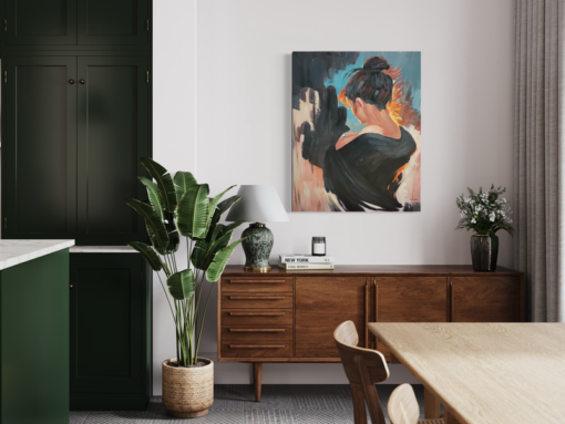 Een schilderij van een vrouw