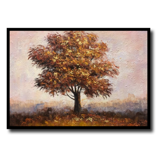 Een schilderij met een boom