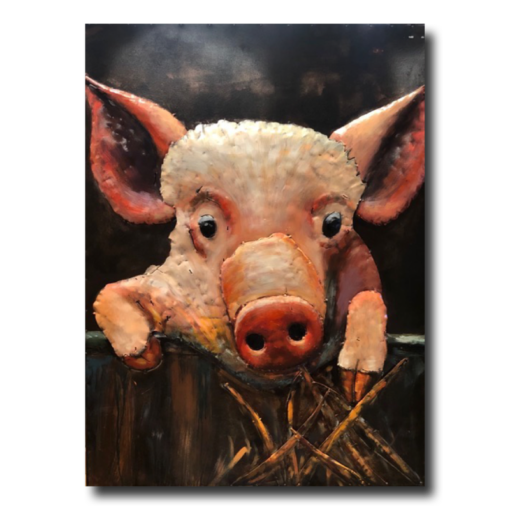 Een kunstwerk met een varken