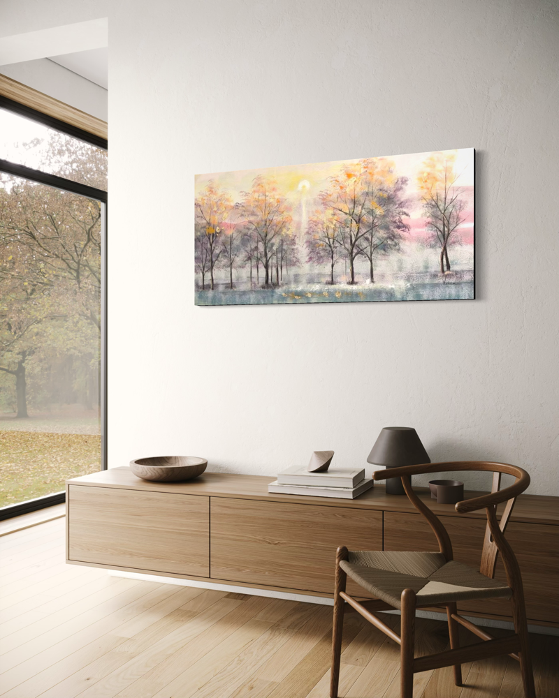 Ein Gemälde mit Bäumen