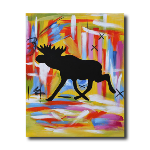 Een schilderij met een eland
