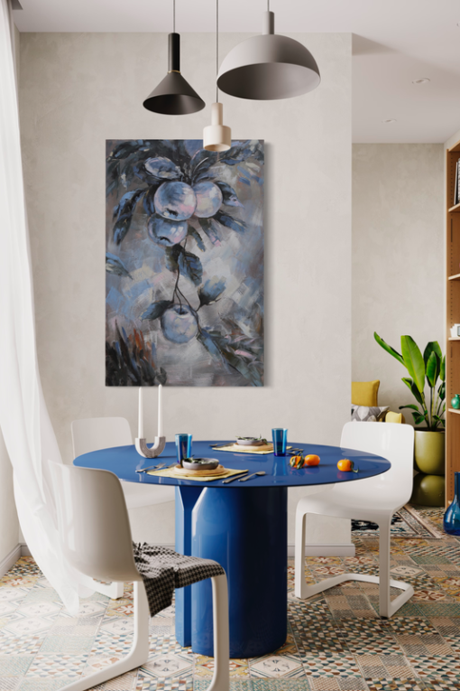 Een schilderij met appels