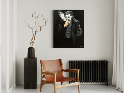 Een schilderij met de Joker