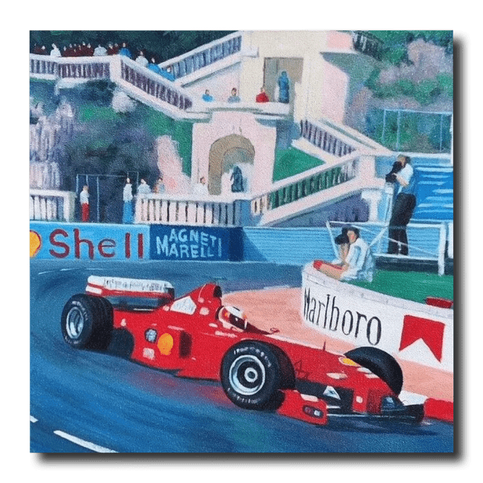 Een schilderij met formule 1