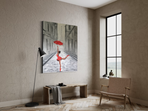 Een schilderij met een ballerina
