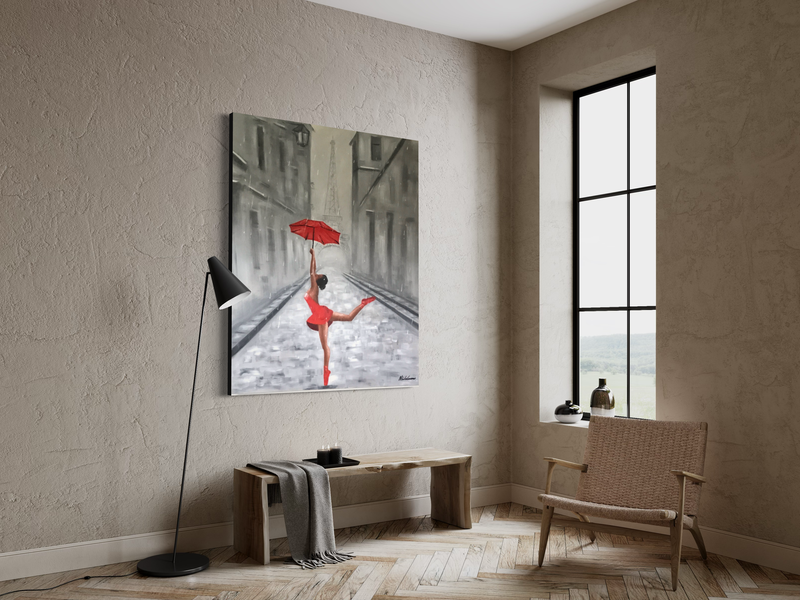 Een schilderij met een ballerina