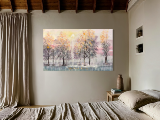 Een schilderij met bomen