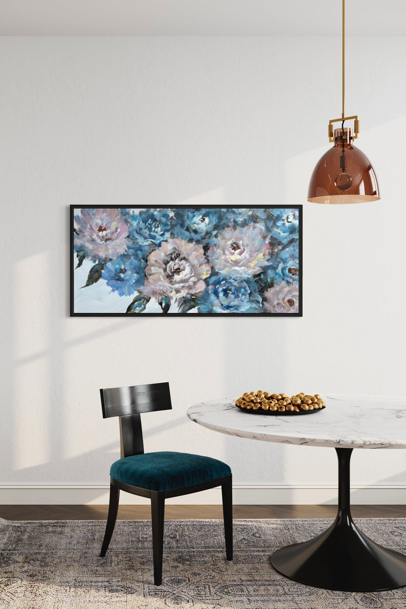 Een schilderij met bloemen