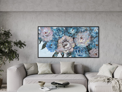 Een schilderij met bloemen