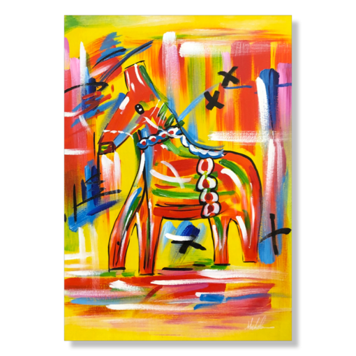 Een schilderij met een dalapaard