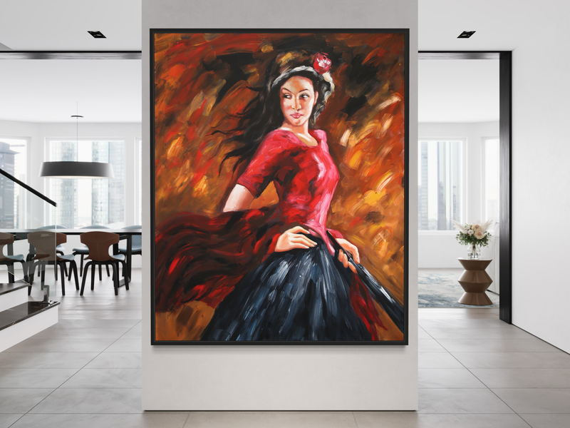 Een schilderij van een vrouw