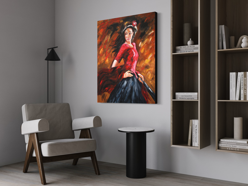 Een schilderij van een vrouw