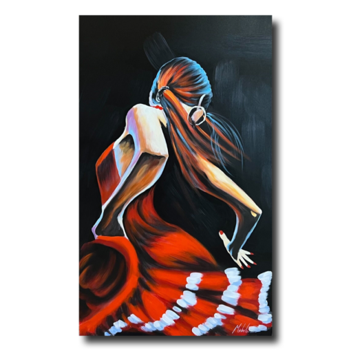 Een schilderij van een vrouw