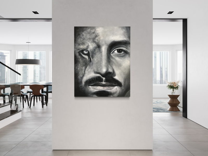 Een schilderij van Zlatan Ibrahimovic.