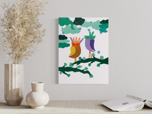 Een prachtig schilderij met een speels motief.