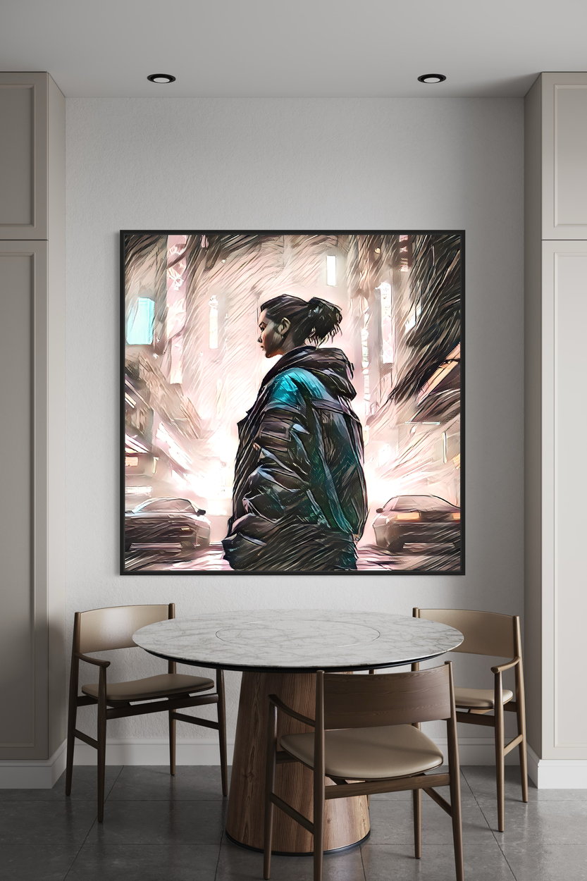 Een schilderij van een vrouw