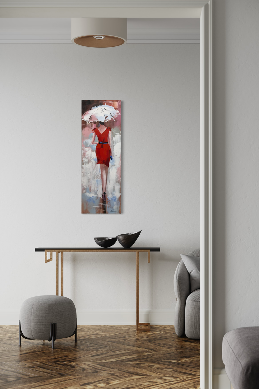 Een schilderij met een vrouw
