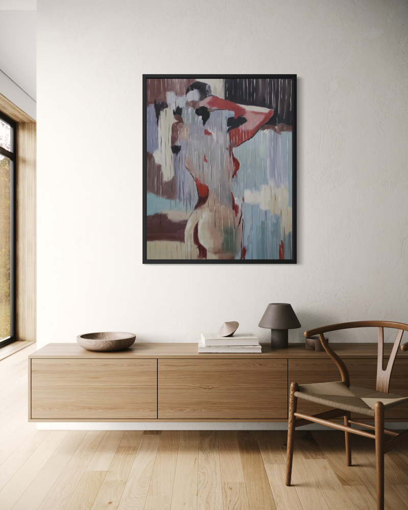 Een schilderij van een vrouw