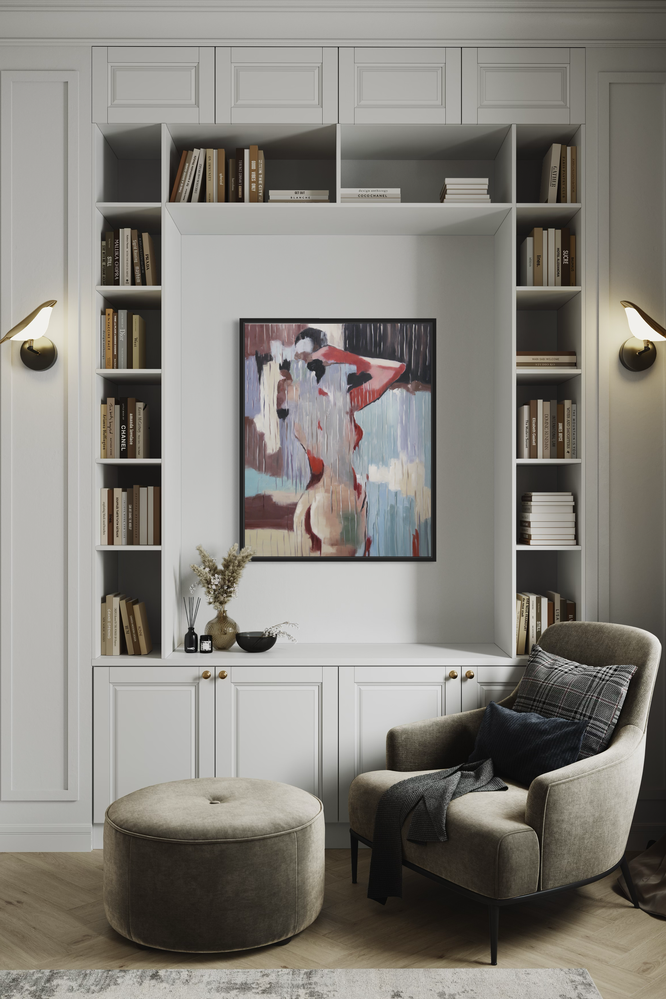 Een schilderij van een vrouw