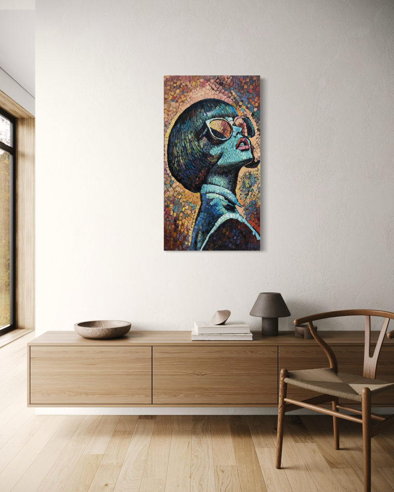 Een schilderij van een vrouw