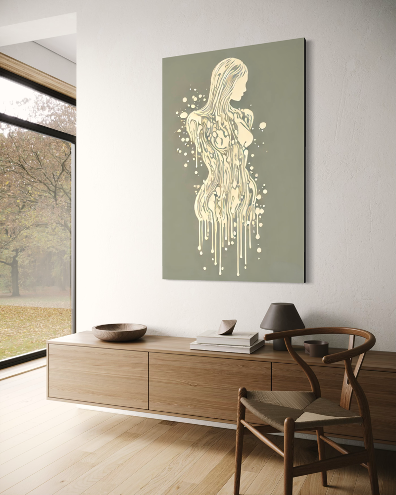 Een schilderij met een vrouw