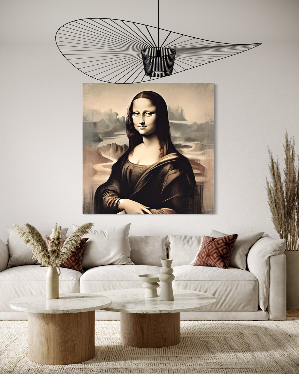 Een schilderij met de Mona Lisa