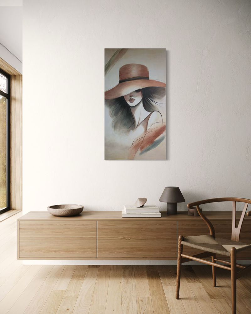 Een schilderij met een vrouw.