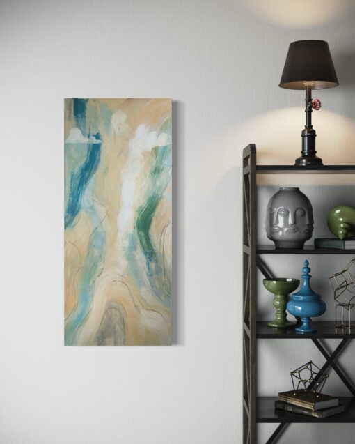 Een schilderij met een abstract motief