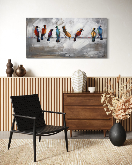 Een schilderij met vogels