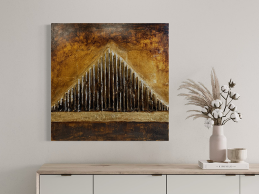 Een schilderij met een geometrisch motief