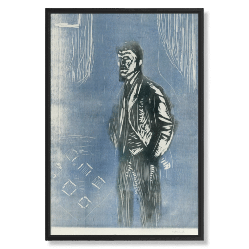 Edvard Munch – Self-Portrait in Moonlight, 40×60 cm, canvas in zwarte zwevende lijst