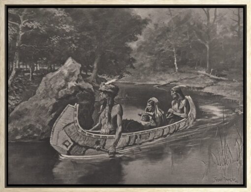 Frederic Remington – The Song of Hiawatha, canvasprint in zwevende eiken lijst