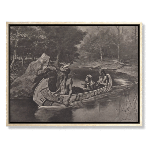 Frederic Remington – The Song of Hiawatha, canvasprint in zwevende eiken lijst