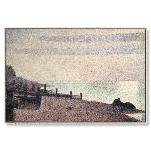 Georges Seurat – Evening, Honfleur, canvasprint in zwevende eiken lijst