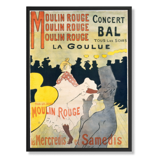 Henri de Toulouse-Lautrec – Moulin Rouge: La Goulue, 50×70 cm, canvas in zwarte floating frame (Belle Époque – iconische affichekunst)